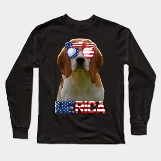 Merica Beagles Dog American Flag 4Th Of July Long Sleeve T-Shirt